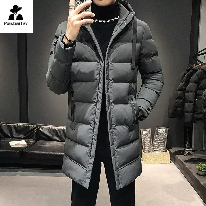 Color: GRAY, Size: 7XL - Men Long Down Jackets Winter Coats Chaquetas Hooded Casual Winter Parkas High Quality Male Green Warm Parkas Coats Size 8XL