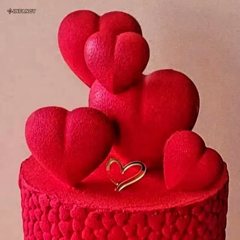 Color: champagne - 1Pcs Acrylic Cake Toppers Supplies Hearts Baking Dessert Flag Placard Decoration Proposal Anniversary Wedding Birthday Party
