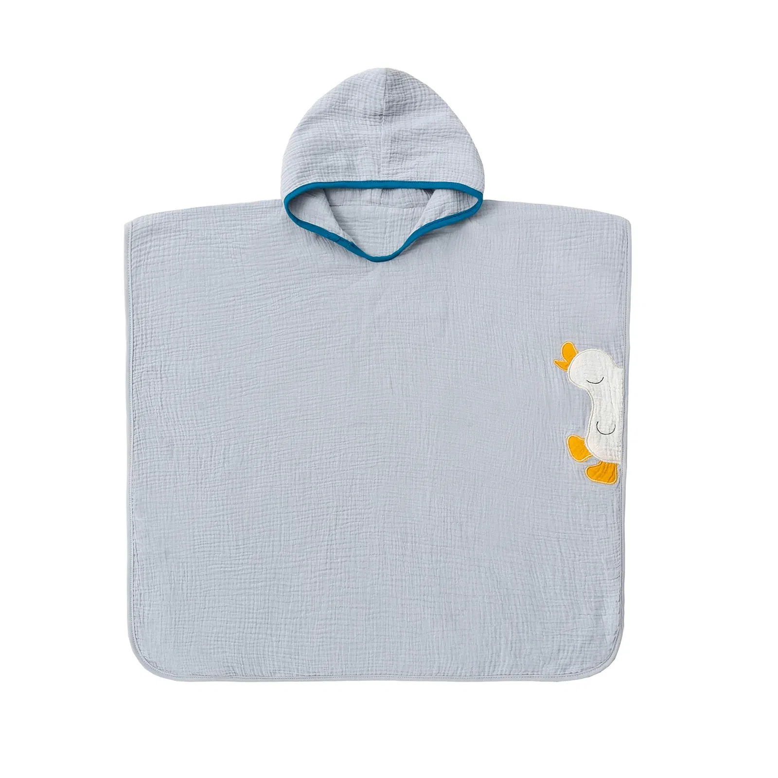 Color: black - Muslin Baby Hooded Poncho Towel Children's Hooded Bath Towel Soft Kids Beach Bathing Stuff Infant Washcloth