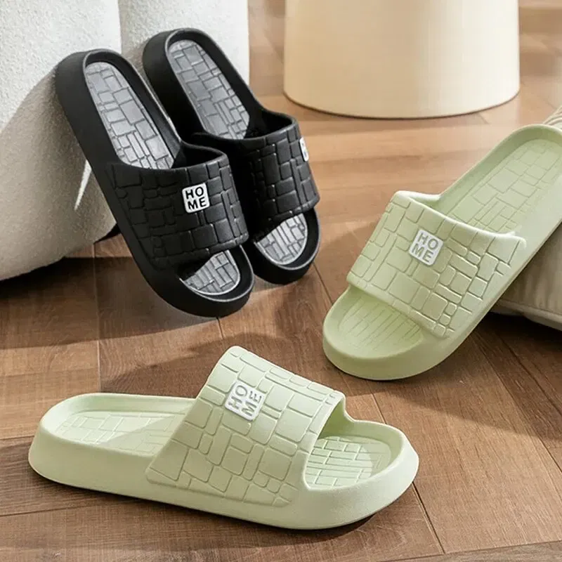 Shoe Size: 42, Color: WHITE - Summer Slippers Women Men Couple Home Slides Sandals EVA Thick Sole Light Weight Flip Flops Home Indoor Bothe Shower Shoes