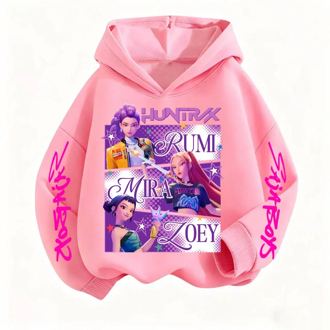 Color: Beige, Kid Size: 6 - Pure Cotton KPop Demon Hunters Mira Kids Hoodie Clothes Teen Boys Girls Clothing Fashion Clothes Spring Autumn Sweatshirt