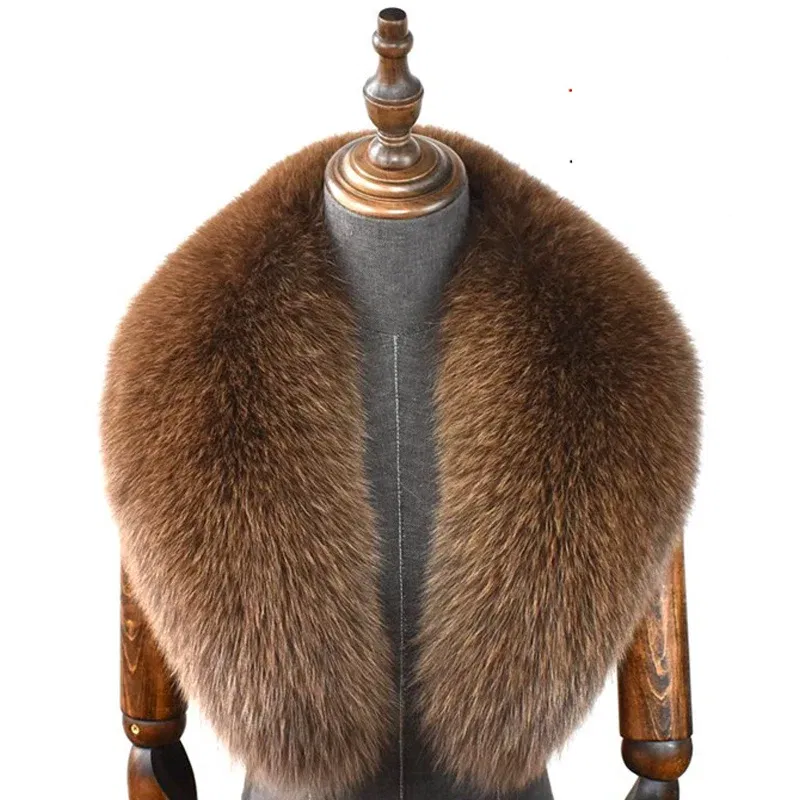 Color: Beige, Size: XXS - Fox Fur Collar 100% Real Fox Fur Scarf Straight Collar Natural Fur Gray Collar Large Size Neck Warmer Fur Scarf Shawls
