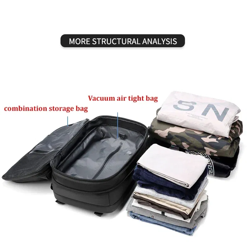Color: GRAY - Travel Men 17 inch Laptop Backpack vacuum compression Backpack Business Large Capacity school Backpack expand outdoor backpack