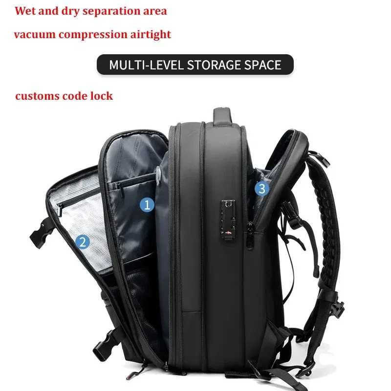 Color: GRAY - Travel Men 17 inch Laptop Backpack vacuum compression Backpack Business Large Capacity school Backpack expand outdoor backpack