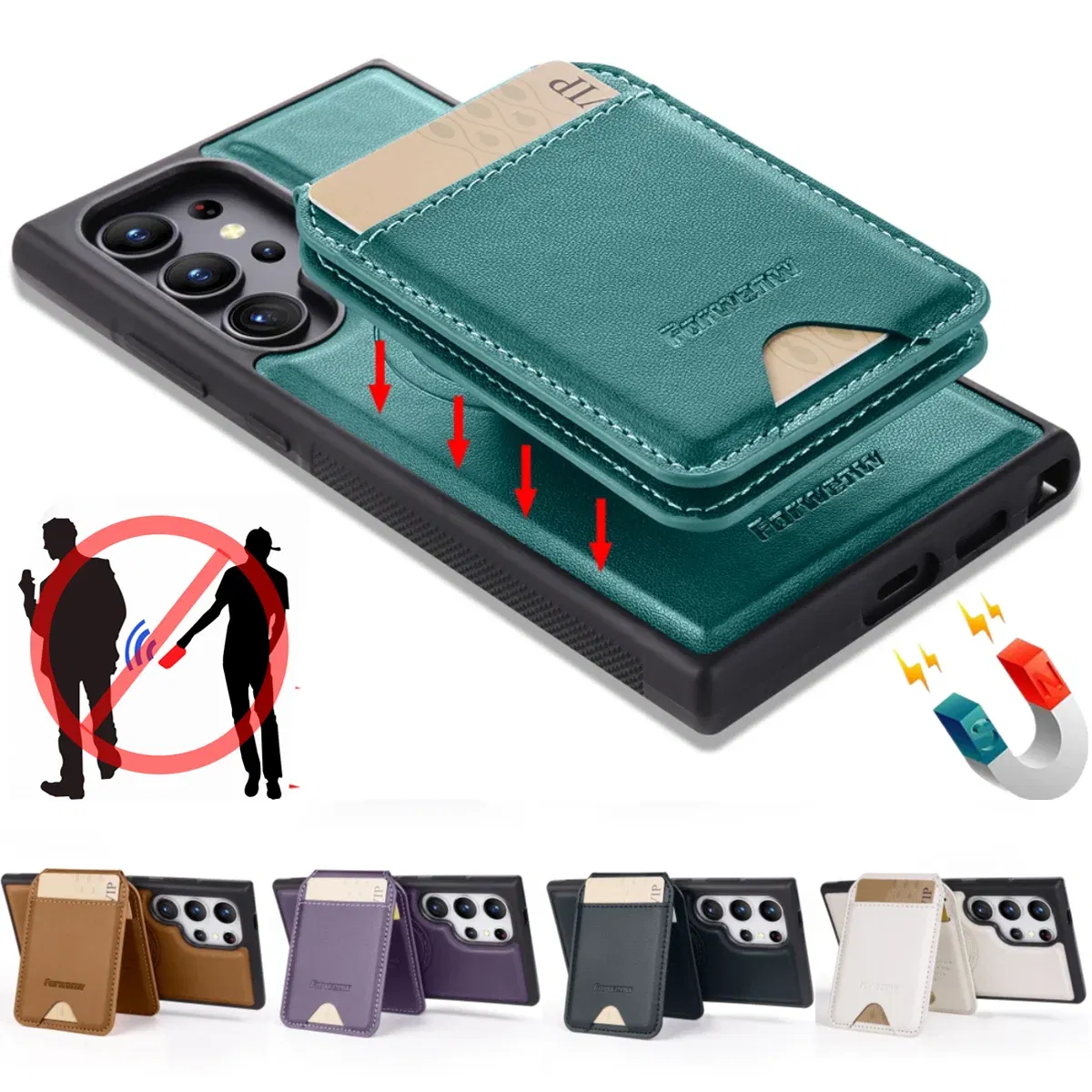 Color: WHITE, Compatibility by Model: Galaxy A15 - Leather Case For Samsung Galaxy A16 A36 A56 A55 A35 A15 A25 S25 S24 Ultra S23 S22 Plus + 2 in 1 Detachable Vertical Wallet Cover