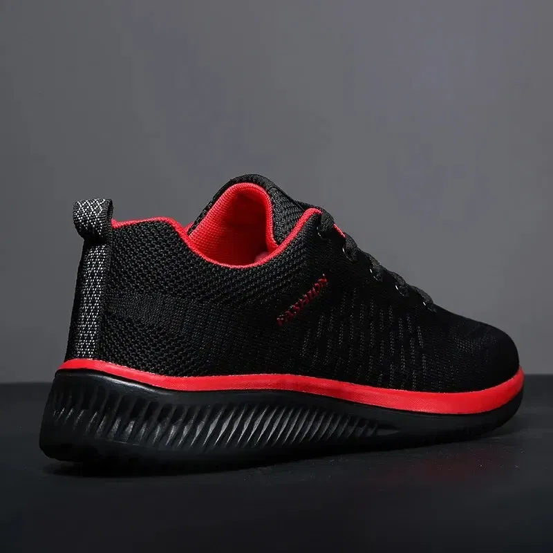 Shoe Size: 41, Color: Red - Men Casual Sneakers High Quality Male Sneakers Breathable Fashion Gym Light Walking Casual Shoes