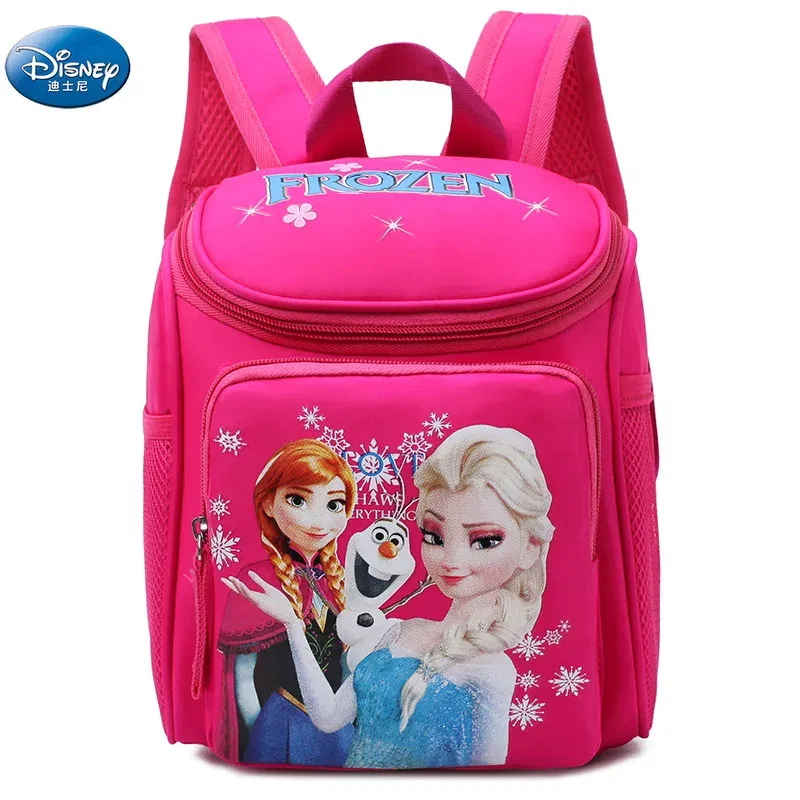 Color: Blue - Disney New girls frozen elsa anna princess Plush Backpacks kids School Bag Breathable kindergarten backpack