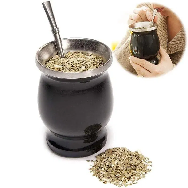 Color: Dark Khaki - Ma Dai Tea Cup Argentina Insulated Straw Cup Insulated Cup Simple Gourd Cup Various Styles of Tea Plum Cup
