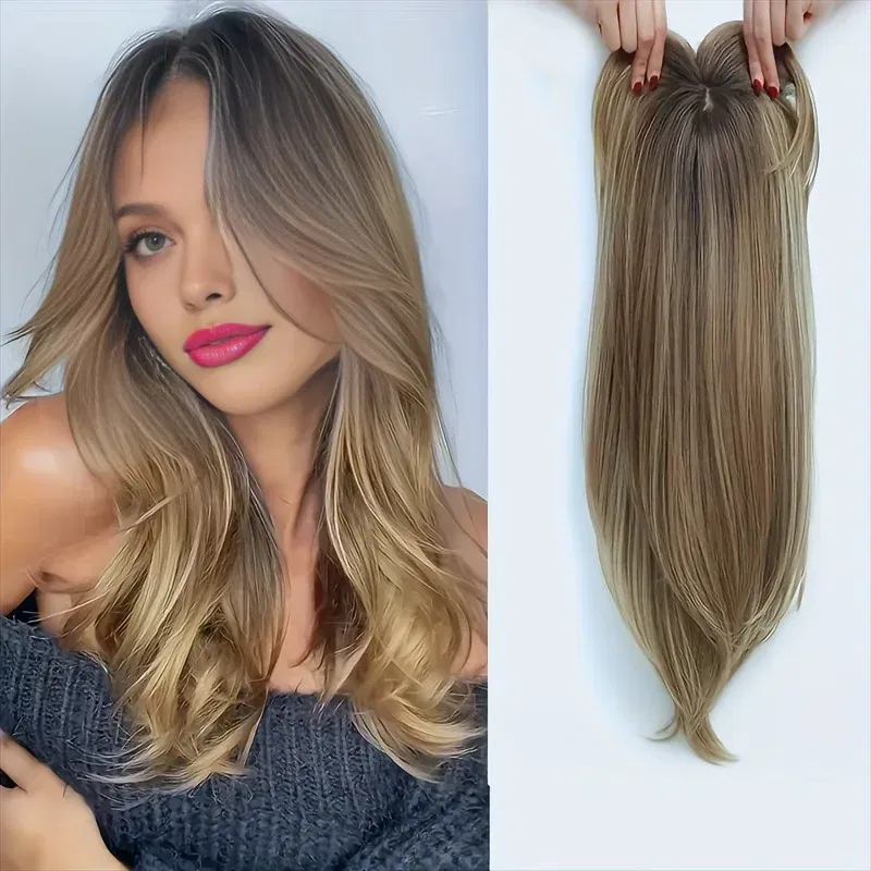 Color: #5, Stretched Length: 22inches - 22 inch top wig block hairpiece wig piece with clip ladies wig heat resistant fiber suitable for beginners daily wear