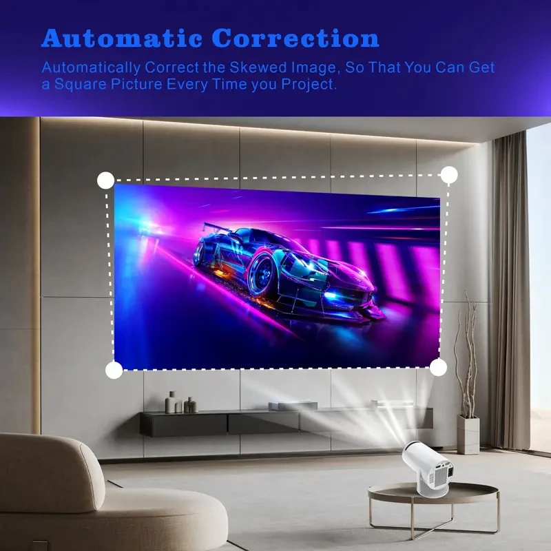 Portable 4K Android Projector - WIFI6, BT5.0, 720P Supports 1080P HD