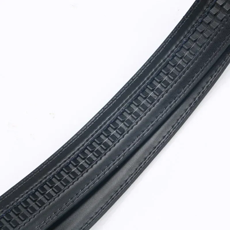 Color: Dark Brown, Belt Length: 125cm - Men No Buckle 3.5cm Wide 130 140 150 160 170 cm Large Plus Size Belt Straps No Buckle for Automatic Buckle Genuine Leather Belts