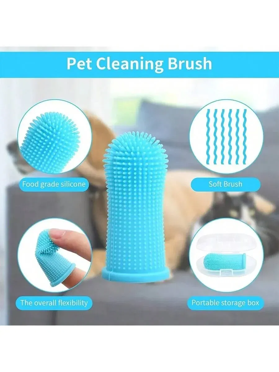 Color: WHITE - Pet Finger Toothbrush Cleaning Products for Cats and DogsOral Cleaning ToothbrushesSilicone Bristles