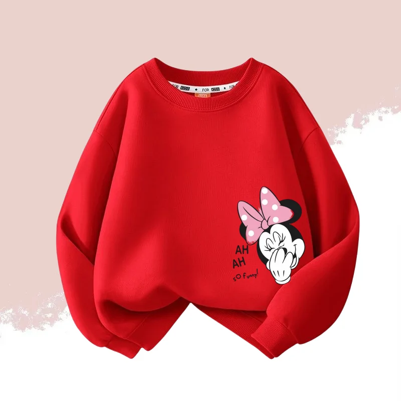 Color: PURPLE, Kid Size: 5 - Autumn Baby Girls Cotton Cloth Kid Boy Disney Minnie Printed Long Sleeve Sweatshirt Children Cartoon O-Neck Soft Breathable Top