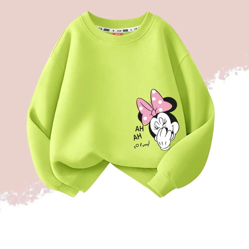 Color: PURPLE, Kid Size: 5 - Autumn Baby Girls Cotton Cloth Kid Boy Disney Minnie Printed Long Sleeve Sweatshirt Children Cartoon O-Neck Soft Breathable Top