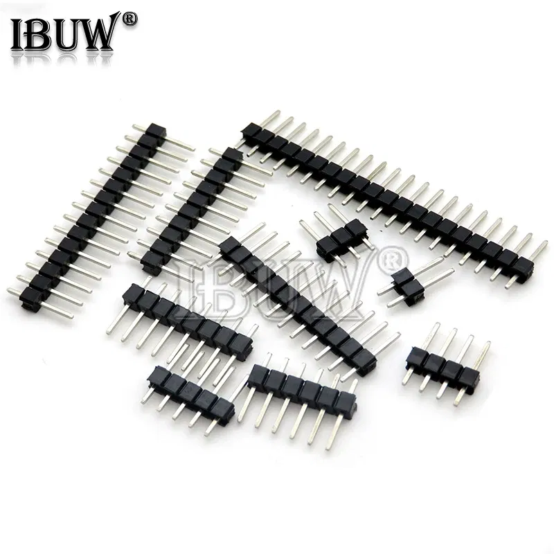 Color: Gold - 2.54mm Single Row Male 2~40P Breakaway PCB Board Pin Header Connector Strip Pinheader 2/3/4/5/6/8/10/12/15/20/40Pin For Arduino