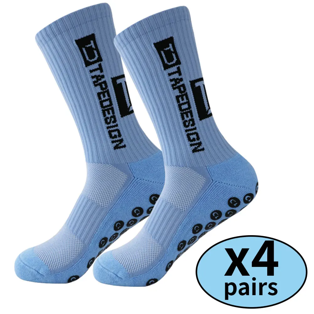 Color: Khaki - 4 pairs of new non slip football socks, basketball socks, yoga socks, sports socks, outdoor sports socks