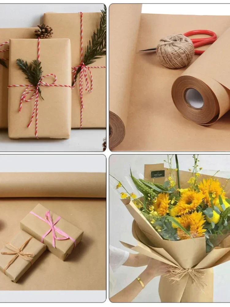 Color: Blue - Brown kraft Paper Rolls, Gift Wrapping, Wrapping Paper, Shipping, Bulletin Boards, Crafts, DIY Making