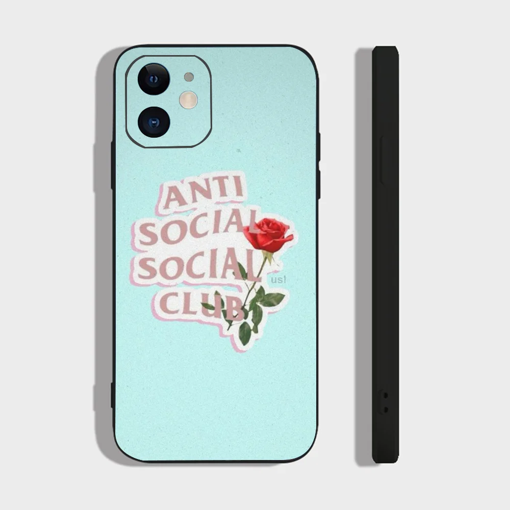 Color: SKY BLUE, Material: PP - Anti Social Social Club Phone Case For IPhone 16 15 14 13 Pro Max 11 12 Mini X Xs XR Se 2022 Black Silicone Cover