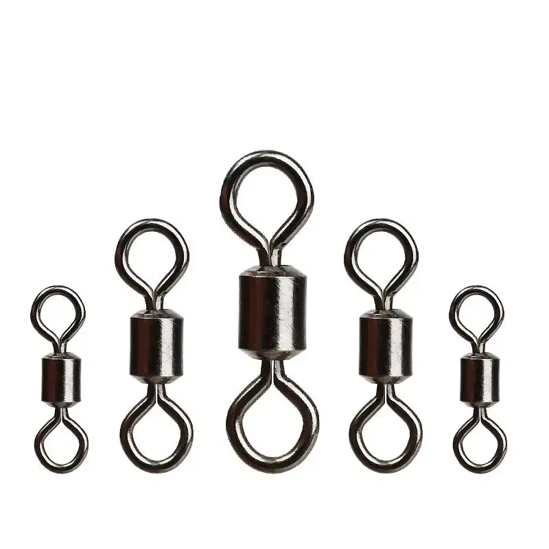 Color: Yellow - 50PCS/Lot Fishing Swivel Sizes Solid Connector Ball Bearing Snap Fishing Swivels Rolling Stainless Steel Beads