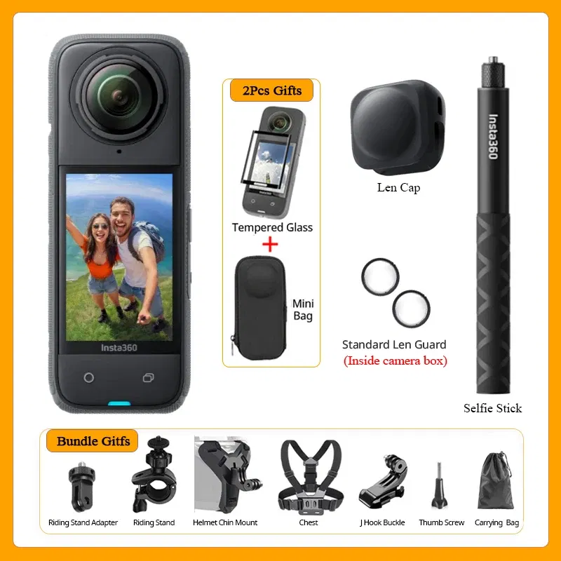 Bundle: Bundle1, Color: Blue, Ships From: CHINA - Top Insta360 X4 Now arrival 8K Waterproof 360 Action Camera, 4K Wide-Angle Video 2290mAh Battery Insta360 X4 Sport Camera