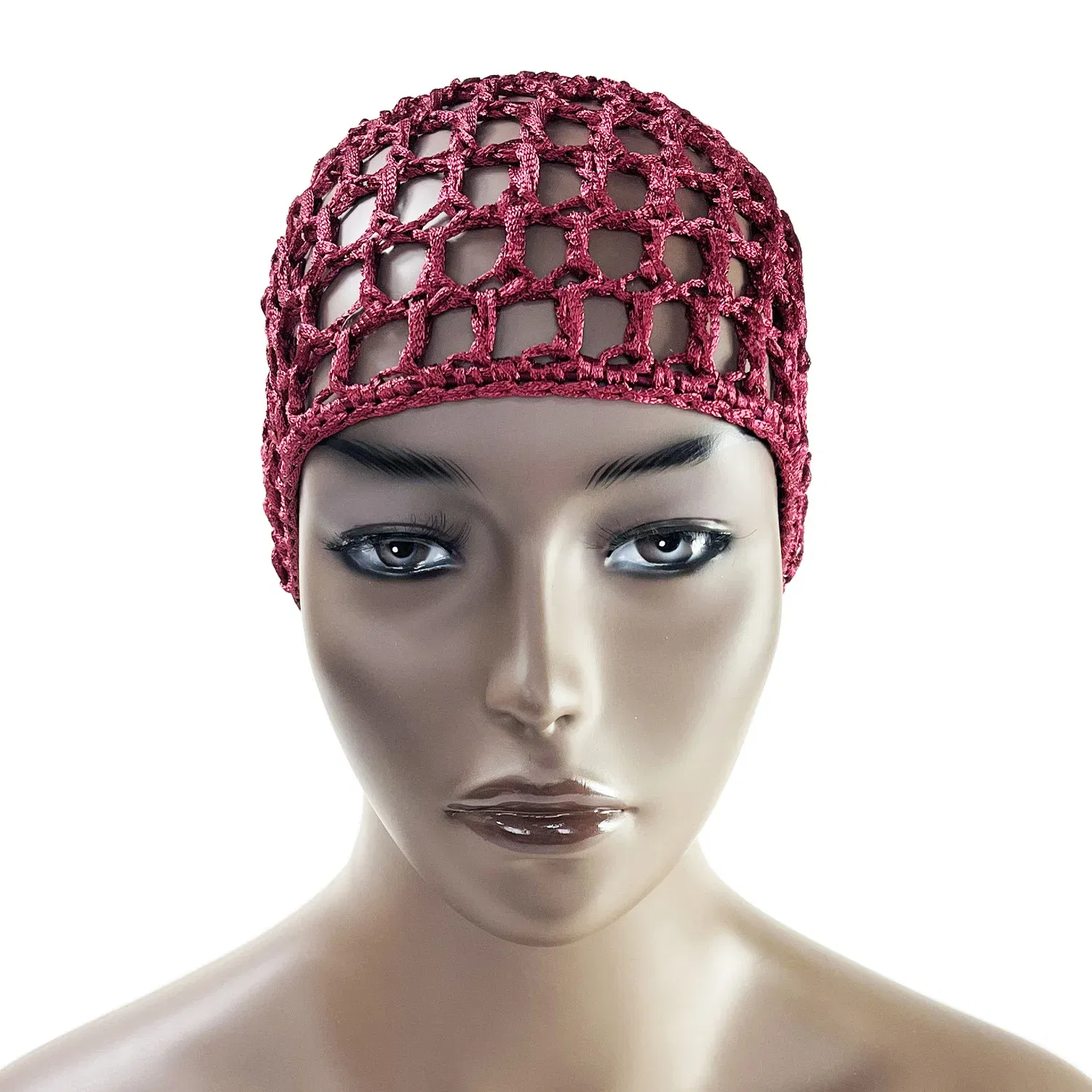 Color: WHITE - Womens Mesh Hair Net Crochet Cap Stylish Bar Hair Net Hand-crocheted Silk Mesh Hair Accessories Hats Turban Night Cover  Beanie