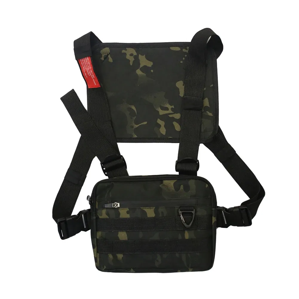 Color: Champagne - Multi-function Chest Bags Men Women Oxford Cloth Vest Hip-Hop Street Belt Pouch
