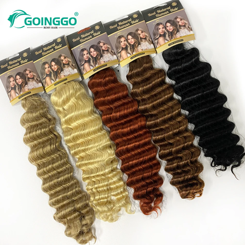 Color: 1B/30HL, Stretched Length: 16inches - Pre-Colored Brazilian Deep Wave Bulk Human Hair No Weft Remy Bulk Human Hair 14 To 28 Inch Bulk Hair Extension Crochet Braids
