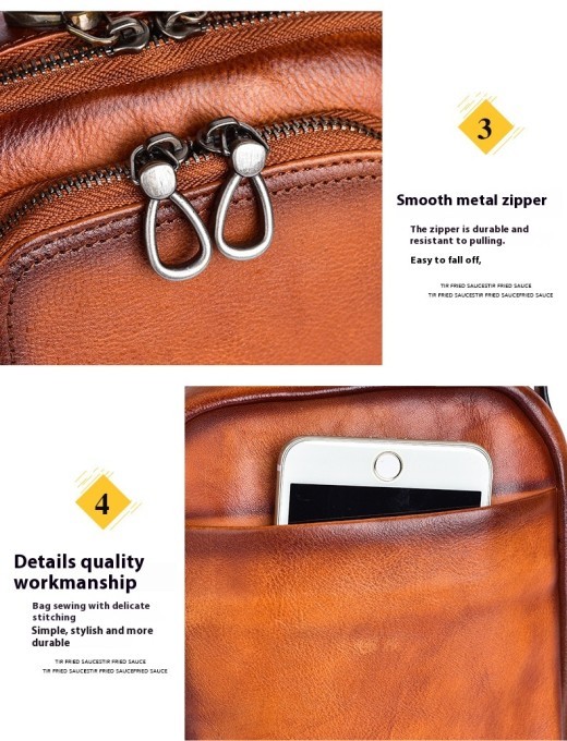 Cowhide Retro Casual Men's Messenger Bag