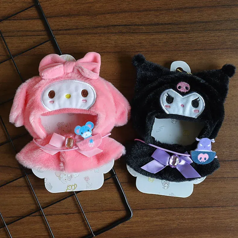 Color: light yellow - Labubu Sanrio Cape Skirt Suit Sitting Party Hello Kitty Kuromi Clothes Monsters Vinyl Labubu Outfit Clothing Hat Accessory Gift