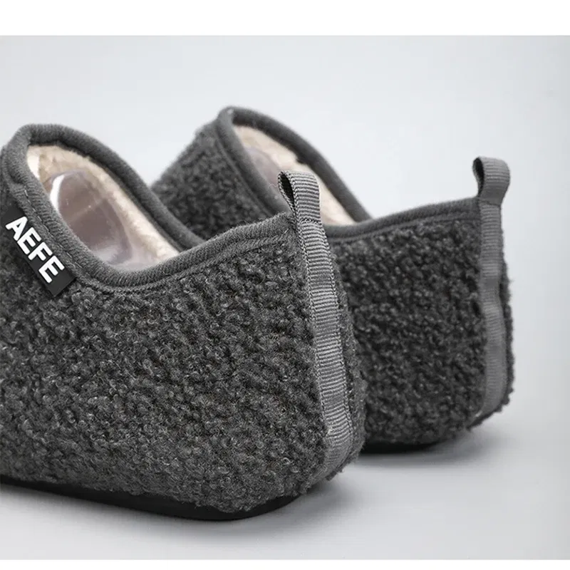 Color: black, Shoe Size: 40, Ships From: CHINA - Winter Fashion Men Slippers Plush Male Home Cotton Shoes Warm Anti-slip Men's Casual Shoes Flexible Solid Flats 39-47 Slip On