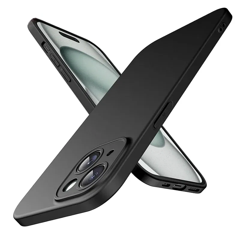 Color: black, Material: Denim - Matte Silicone Soft Case For iPhone 16 15 14 Plus 13 Mini Pro Max SE 2022 2020 Solid Black Slim Cover Fundas