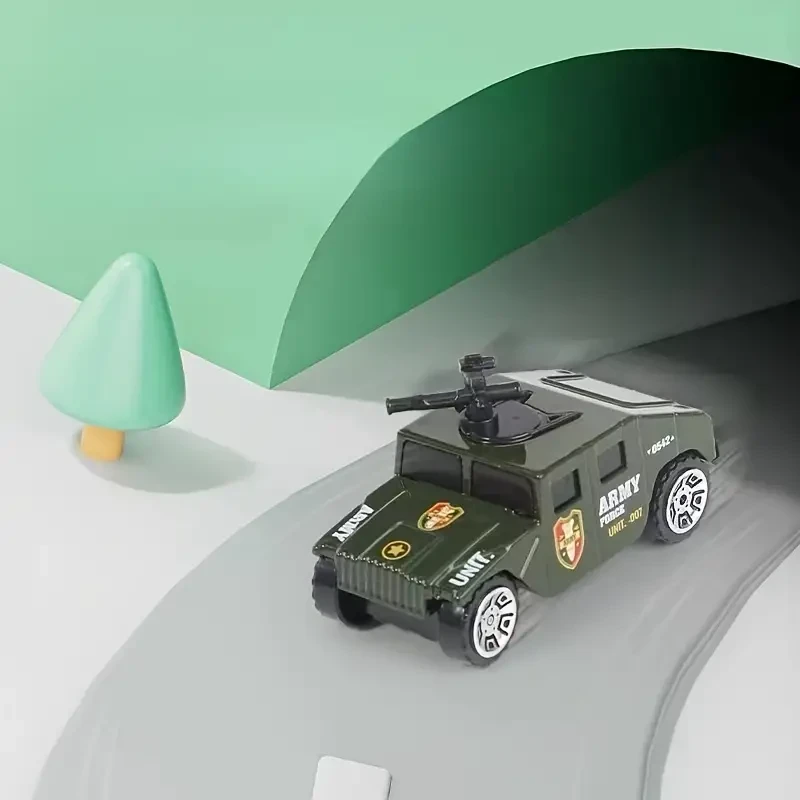 6pcs Mini Military Vehicle Set - Alloy Armored Trucks & Tanks, Green Metal Toy Models for Youngsters