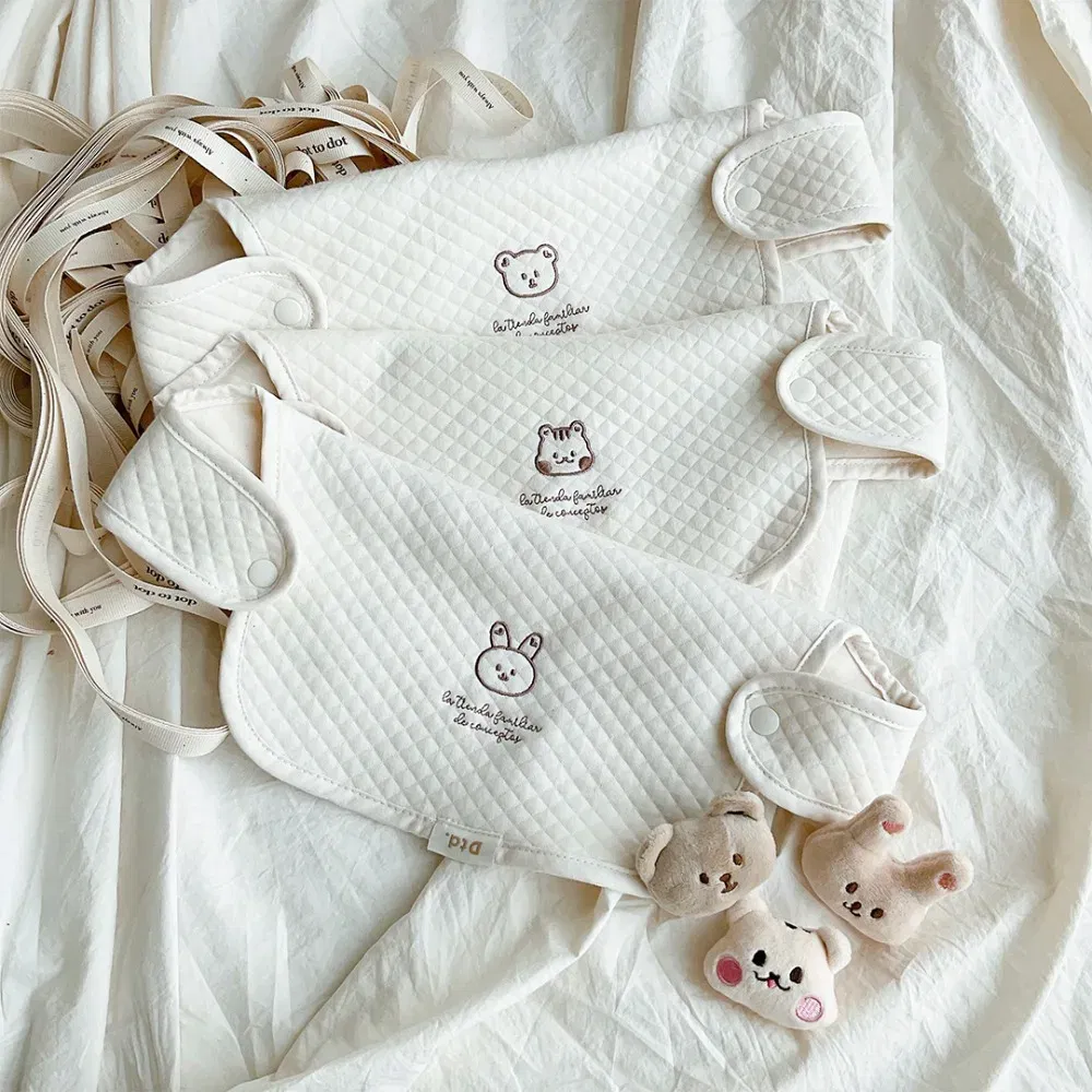 Color: WHITE - 3pcs/Set Waterproof Baby Bibs Muslin Saliva Towel Cotton Shoulder Pad Bite Cushion Baby Accessories Girl Burp Cloth