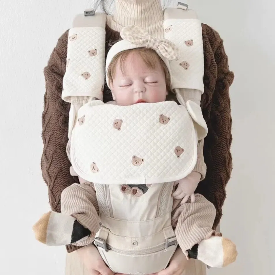 Color: WHITE - 3pcs/Set Waterproof Baby Bibs Muslin Saliva Towel Cotton Shoulder Pad Bite Cushion Baby Accessories Girl Burp Cloth