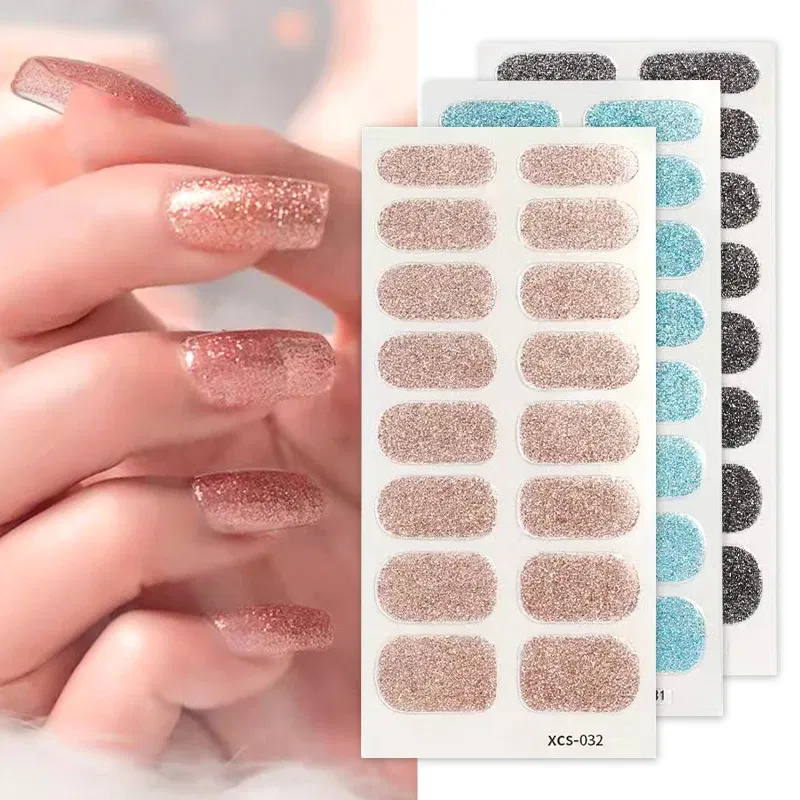 Color: Red - Nail Sticker Shiny Design Full Beauty Stickers for Nails Decals Plain Stickers Women Salon Nail Art