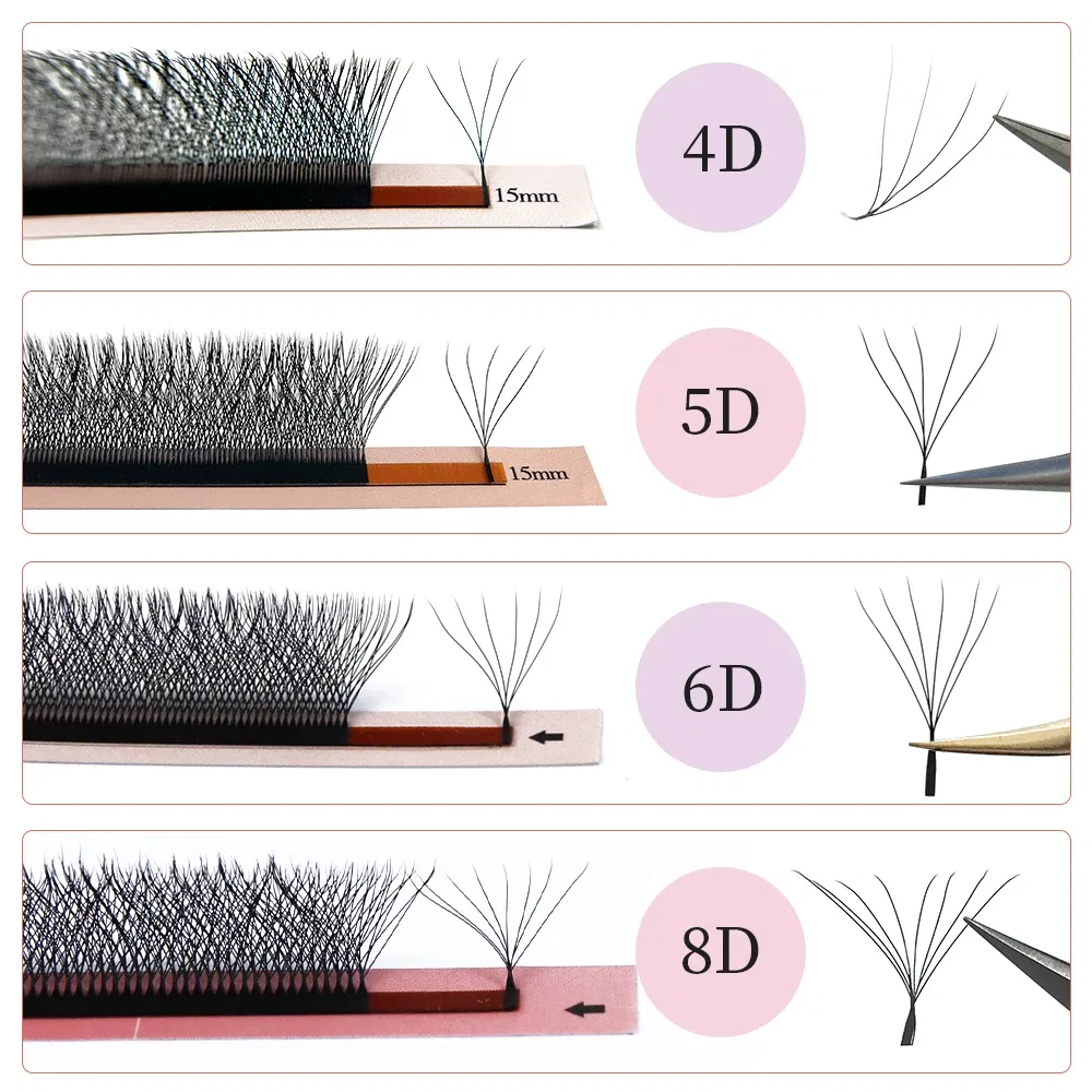 Color: Rose Red, Curl: C, Thickness: 0.07mm, Length: 13mm, Ships From: CHINA - Goddess 3D/4D/5D/6D/7D/8D W Shape lashes 4D Premade Fan Lash Extensions 0.07 C/D Curl Natural Soft High Quality Idividual Lashes