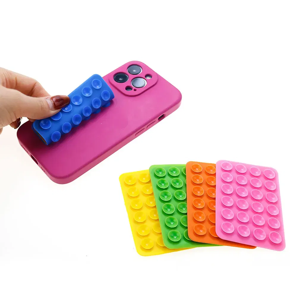 Color: DARK GRAY - Silicone World Square Silicone Mobile Phone Fixing Suction Cup Car Mounted Bracket Phone Case Universal Anti Slip Suction Cup