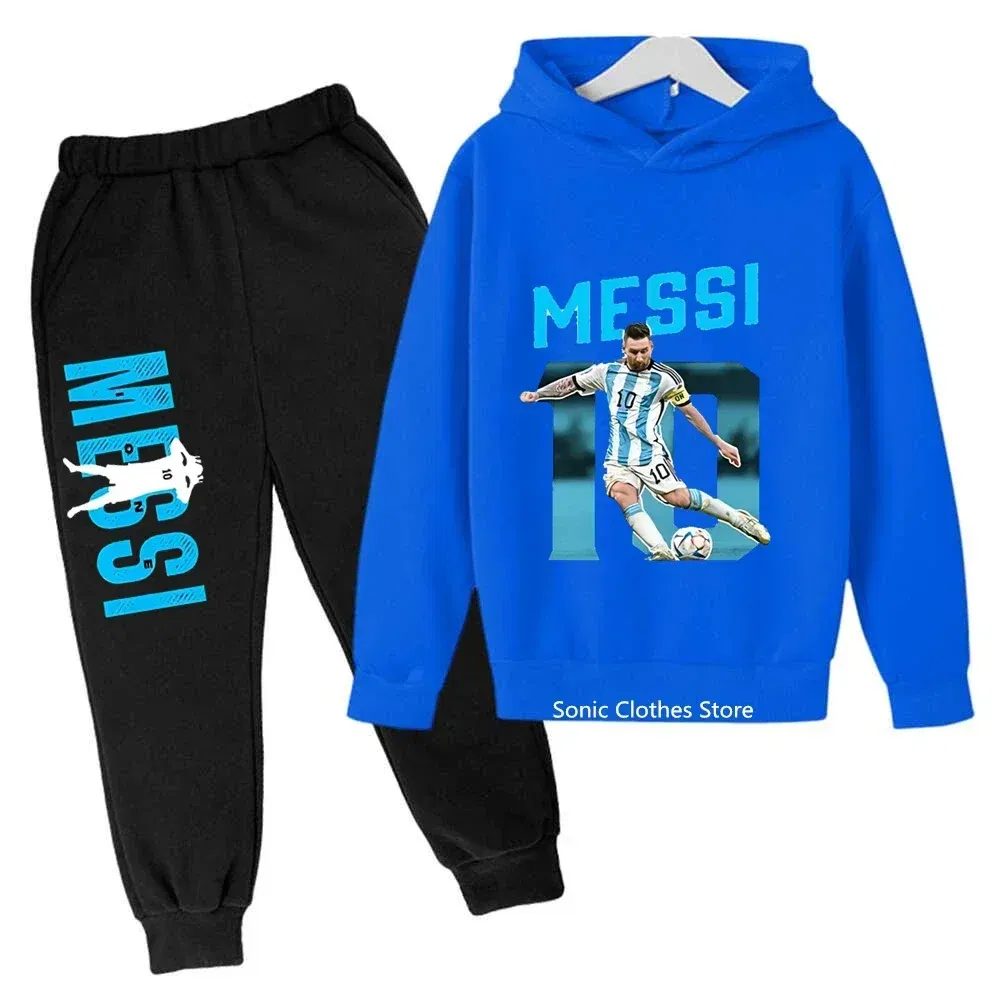 Color: Beige, Kid Size: 4 - messi avatar printed children's clothing children's autumn and winter hoodies pants 2-piece casual boys and girls suits