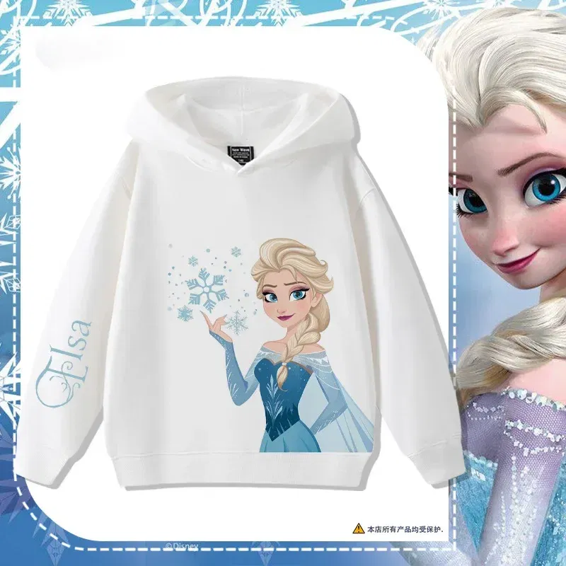 Color: Blue, Kid Size: 2T - Queen Elsa Surrounding Girls Autumn and Winter Hooded Sweatshirt Children Girl Children's Tops Cute Long-sleeved Coat