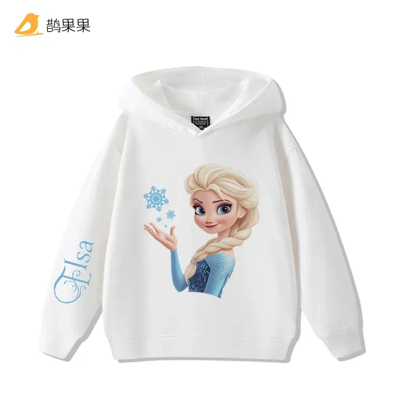 Color: Blue, Kid Size: 2T - Queen Elsa Surrounding Girls Autumn and Winter Hooded Sweatshirt Children Girl Children's Tops Cute Long-sleeved Coat