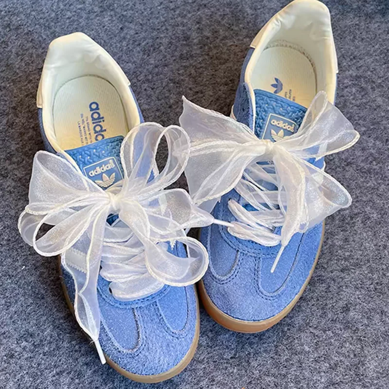 Color: Gold, Length: 140cm - 4cm Wide Festoon Fishtail Organza Shoelaces Wave Chiffen Fall Winer Bow Laces Beauty White Casual Sneaker DE Training Shoes Lace