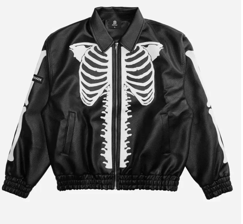 Color: black, Size: S - Men's Leather Jacket Fashion Embroidery Artificial Leather Coats Winter Casual Motorcycle Biker Pu Leather Outwear Male Clothing