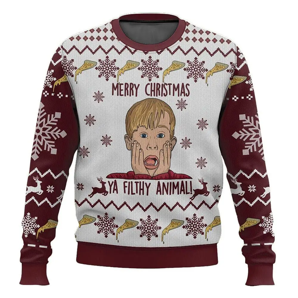 Color: Brown, Size: M - New Style Sweatshirt For Spending Christmas Alone At Home Ugly Christmas Pullover 2026 Fashionable Casual Couple Sweatshirts