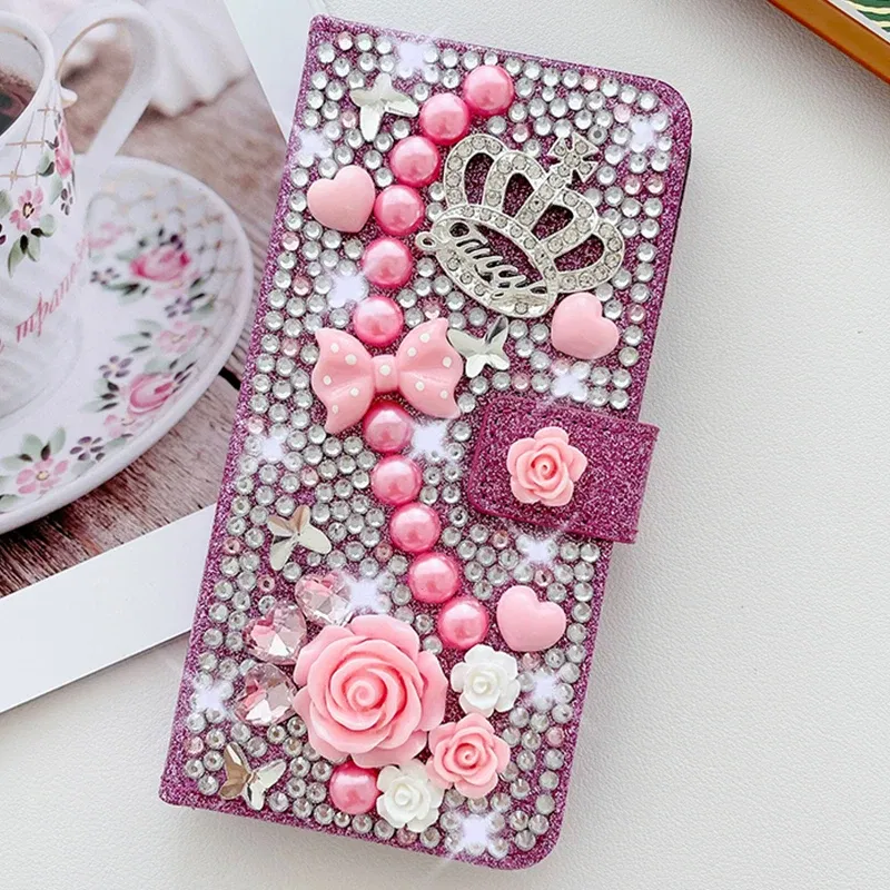Color: Silver, Material: leather - Wallet Glitter Case For Samsung Galaxy S24 FE S23 Ultra S22 Plus S21 S20 A13 A14 A15 A16 A53 A54 A55 A34 Flip Luxury Leather