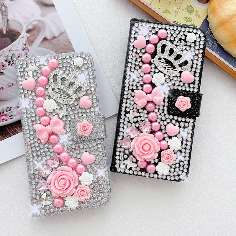 Color: Silver, Material: leather - Wallet Glitter Case For Samsung Galaxy S24 FE S23 Ultra S22 Plus S21 S20 A13 A14 A15 A16 A53 A54 A55 A34 Flip Luxury Leather