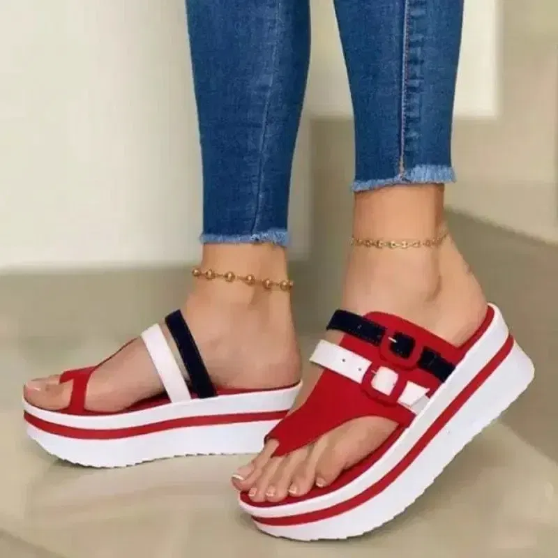 Color: Beige, Shoe Size: 42 - 2024 summer new pointed sponge cake and pointed sandals women's round toe women slippers sandal luxury sandals