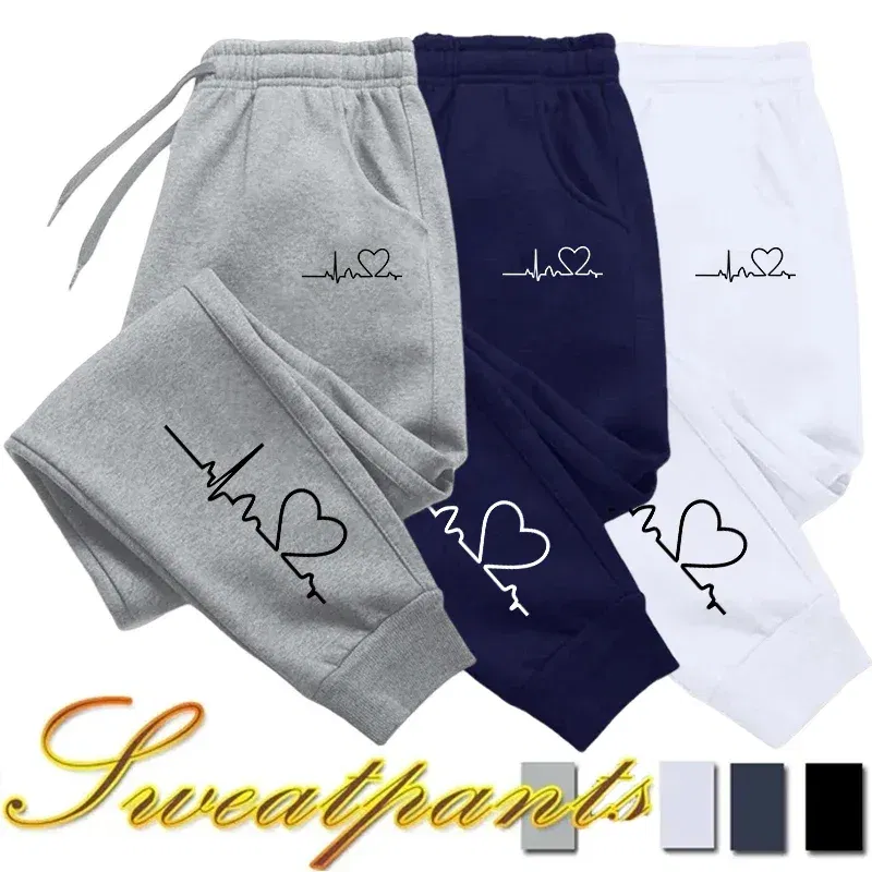 Color: army green, Size: S - Hot Sales Womens Sweatpants Daily Casual Pants High Quality Fitness Tracksuit Trousers Heart Print Street Sport Jogging Pants