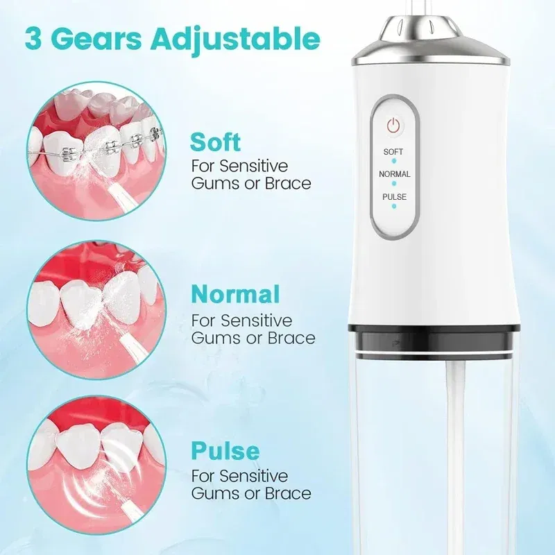 Color: Pink - Xiaomi Intelligent Pulse Dental Floss Portable Cleaning 3 Modes Waterproof Rechargeable Dental Cleaner With 4 Nozzles Clean Gums