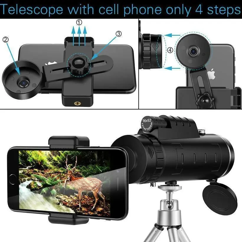 Compatible with Apple, Monocular Telescope Zoom Scope