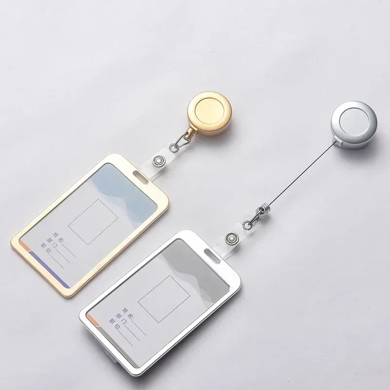 Color: MULTI - Aluminum Alloy Card Cover Case Women Men Work Name Bank ID Card Holders Business Badge Case Credit Card Badge Case Bag Pouch